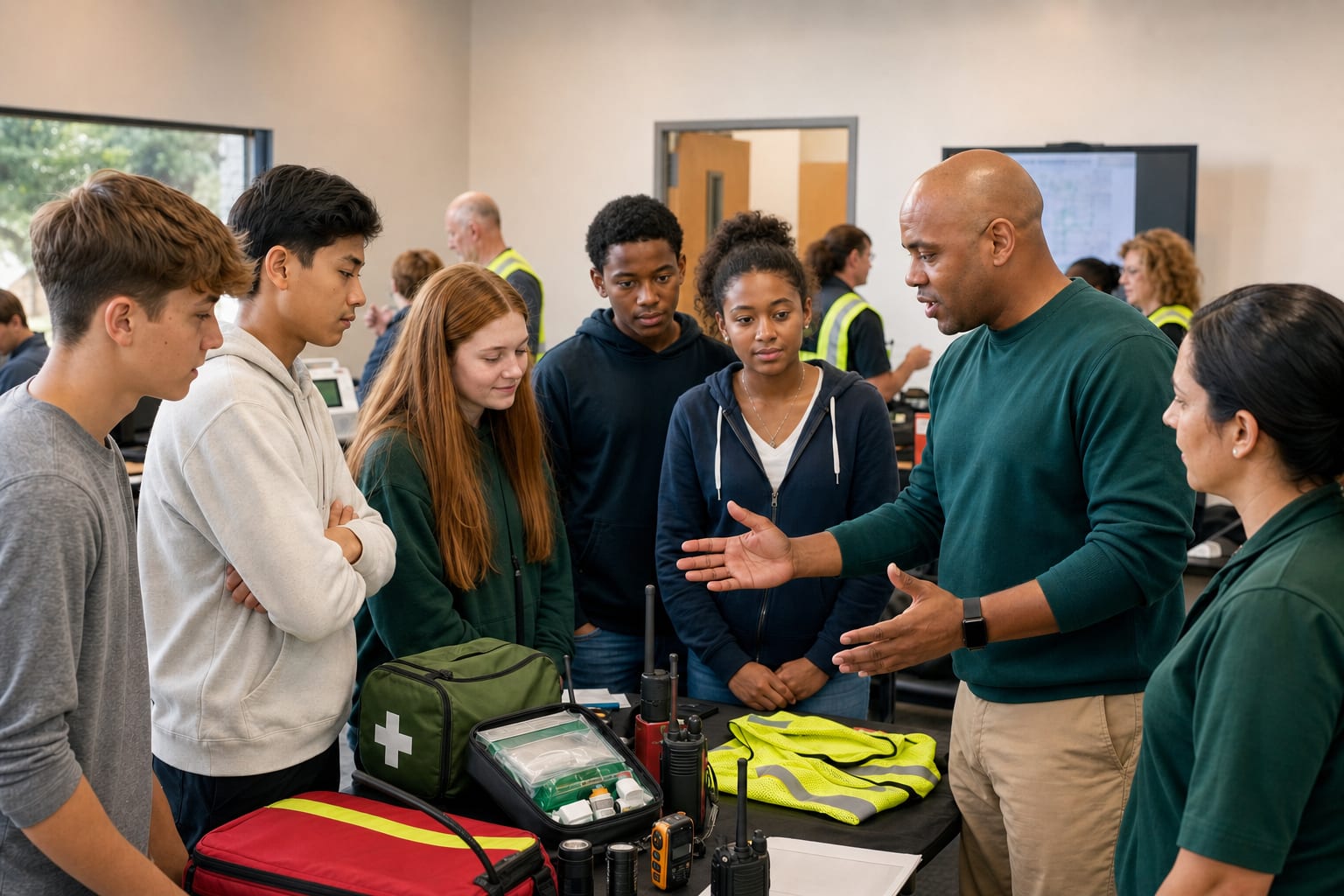 students supported by Cow and mentors gathered in a service-career workshop